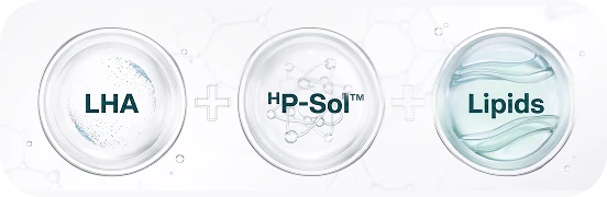 LHA(각질 정돈) + P-Sol(재생 활성화) + Lipids(보호/회복)